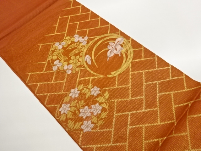 JAPANESE KIMONO / RO HANAWA PATTERN WOVEN FUKURO OBI